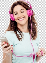 Middle aged woman enjoying listening music